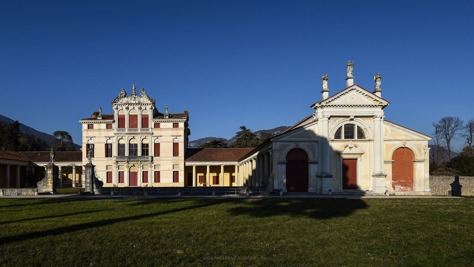 Villa Angarano (left) and the Church of Santa Maria Maddalena (right)