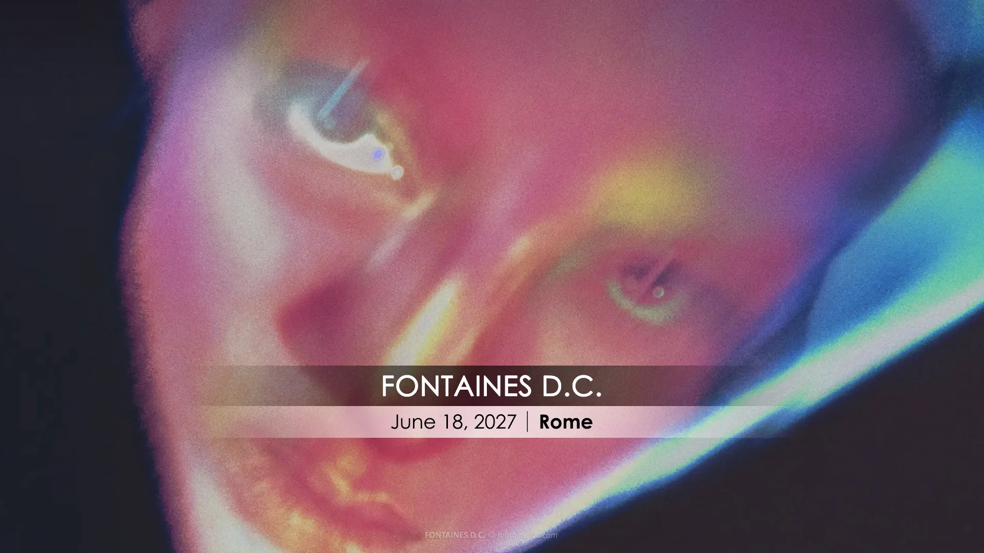 Fontaines D.C. @ Rock in Roma 2027 7 Fontaines D.C. concert in Rome on June 18, 2027, promotional graphic with close-up portrait