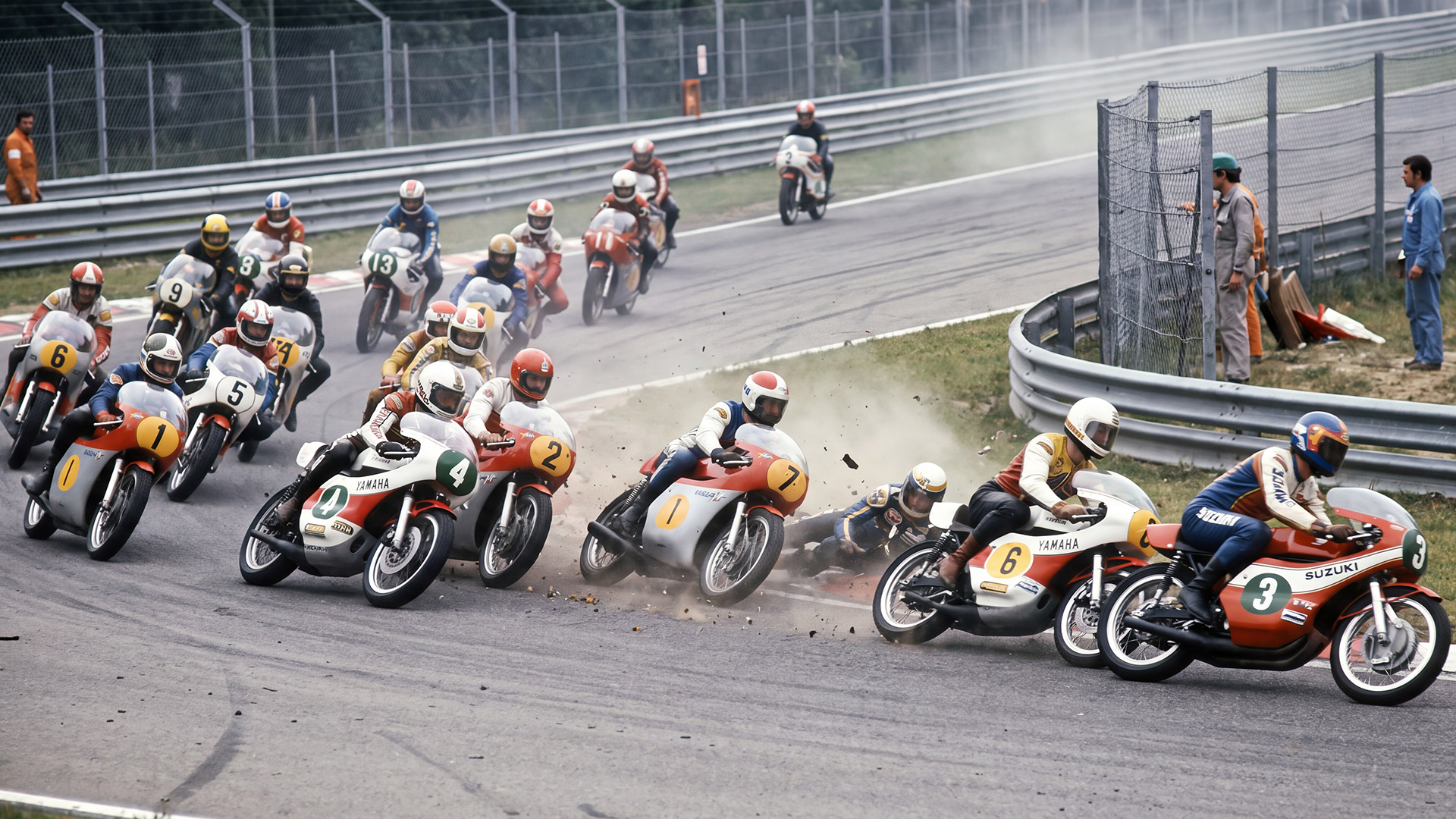 The Dark Side of Monza Circuit - Fatal Accidents and the Dangerous Years of Formula 1 4 1970s motorcycle race accident involving several riders at Monza Circuit